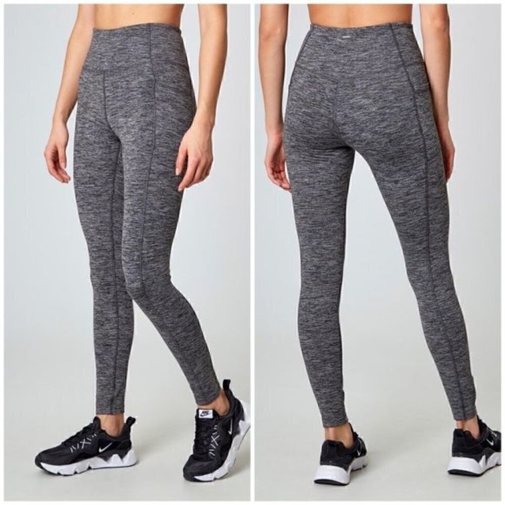 Mondetta Jacquard Space Dye Athletic Leggings Chrome Combo Gray Sz M